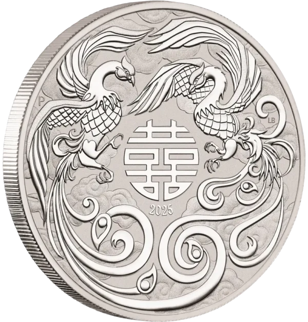2025 Australia 1 oz Sølv Myths and Legends - Double Phoenix BU M/Kapsel "Forhåndssalg" - Bilde 3
