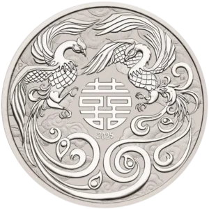 2025 Australia 1 oz Sølv Myths and Legends - Double Phoenix BU M/Kapsel