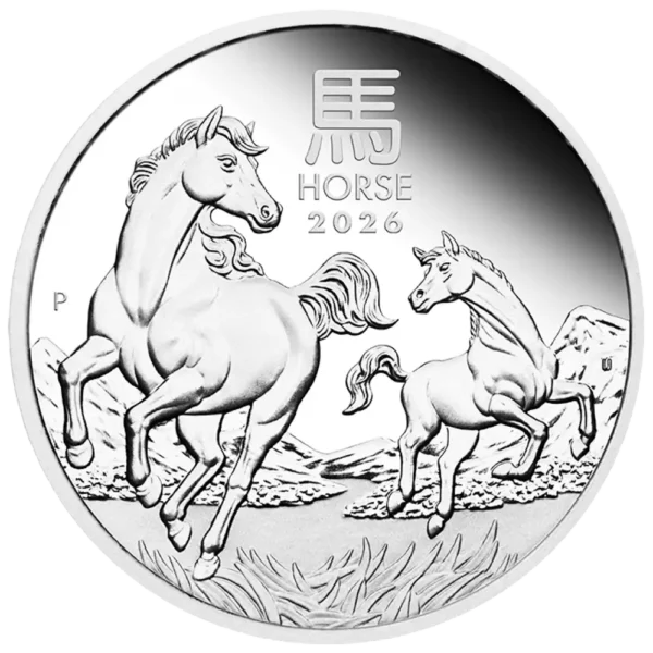 2026 Australia 1/2 oz Sølv Lunar S3 Year of the Horse Proof M/Etui & COA "Forhåndssalg"