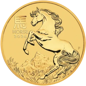 2026 Australia 1/2 oz Gull Lunar S3 Year of the Horse BU M/Kapsel "Forhåndssalg"