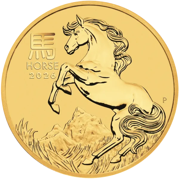 2026 Australia 1/4 oz Gull Lunar S3 Year of the Horse BU M/Kapsel "Forhåndssalg"