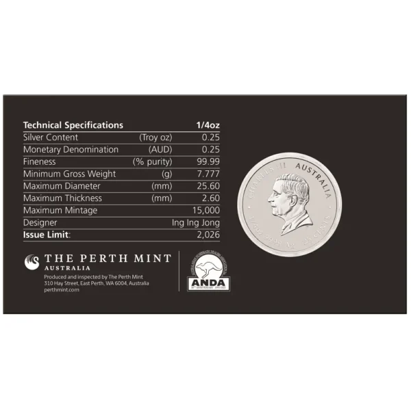 2026 Australia 1/4 oz Sølv Lunar S3 Year of the Horse Farget ANDA Special M/Kort "Forhåndssalg" - Bilde 2