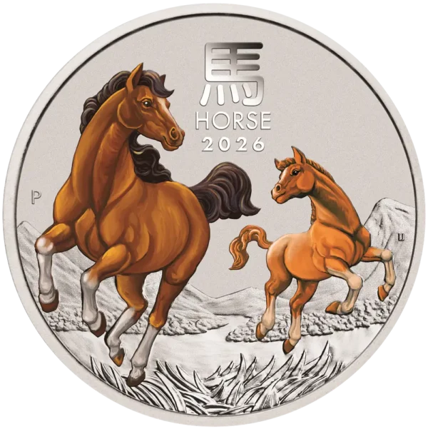 2026 Australia 1/4 oz Sølv Lunar S3 Year of the Horse Farget ANDA Special M/Kort "Forhåndssalg" - Bilde 3