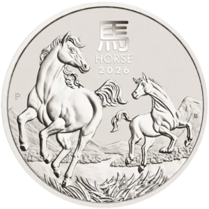 2026 Australia 1 Kilo Sølv Lunar S3 Year of the Horse BU M/Kapsel "Forhåndssalg"