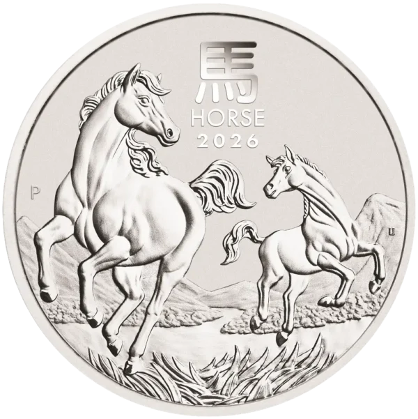 2026 Australia 5 oz Sølv Lunar S3 Year of the Horse BU M/Kapsel "Forhåndssalg"
