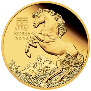 2026 Australia 1/10 oz Gull Lunar S3 Year of the Horse Proof M/Etui & COA "Forhåndssalg"