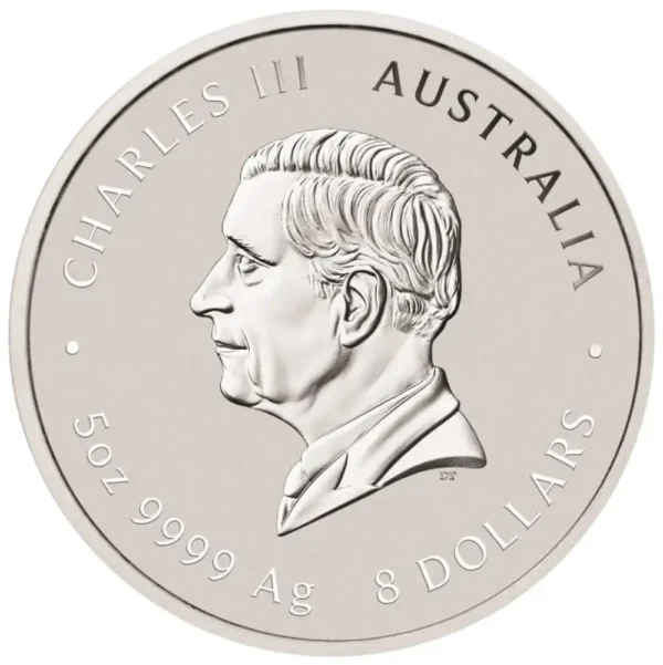 2025 Australia 5 oz Sølv Lunar S3 Year of the Snake Farget BU M/Kapsel "Forhåndssalg" - Bilde 2