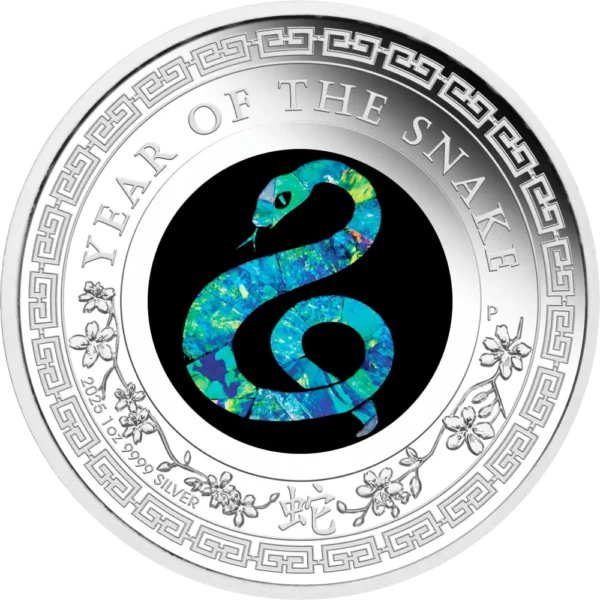 2025 Australia 1 oz Sølv Lunar Opal Series - Year of the Snake Proof M/Etui & COA