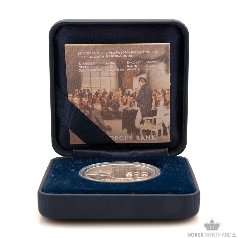 2014 Norge 1/2 oz Sølvmynt 200 Kroner Grunnloven 200 År Proof M/Etui & COA - Bilde 4