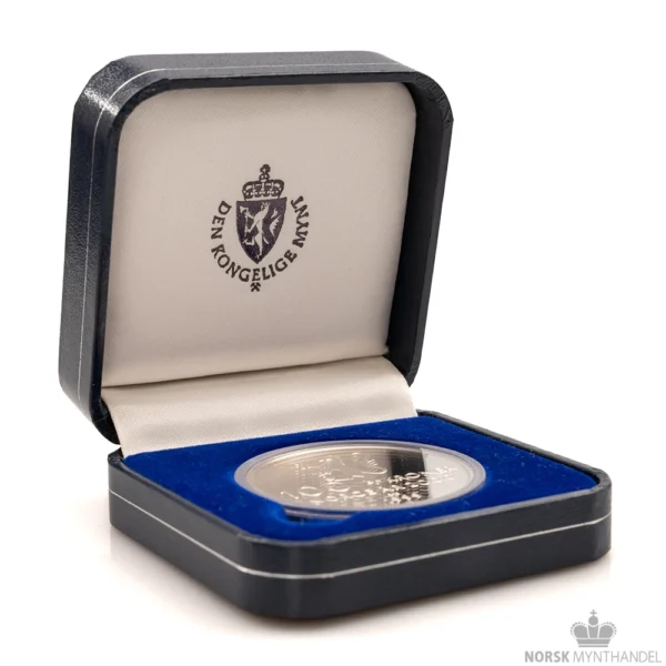 2000 Norge 1 oz Sølv 100 Kroner Tusenårsmynten Proof M/Etui & COA - Bilde 3