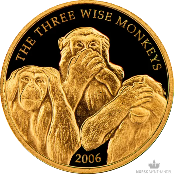 2006 Somalia 1/25 oz Gull The Three Wise Monkeys Proof M/Kapsel