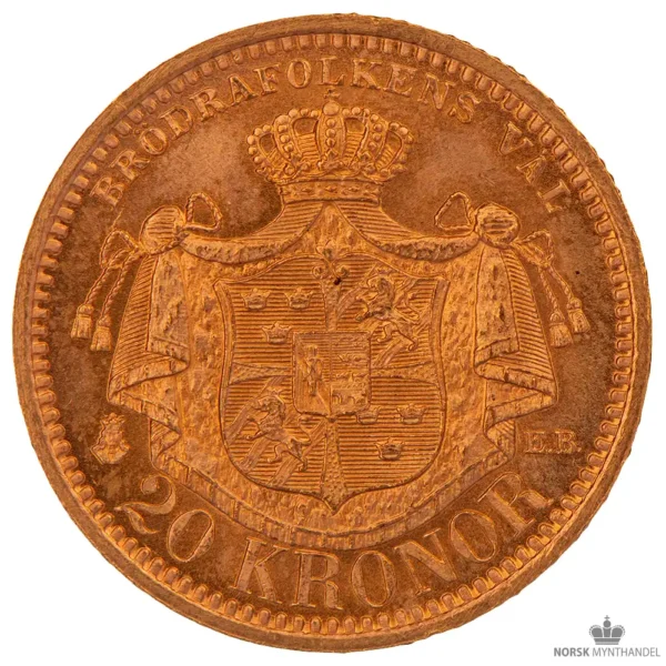 1899 Sverige 20 Kronor 8,06 gram Gull Kv 01 M/Saflip & Garantibevis