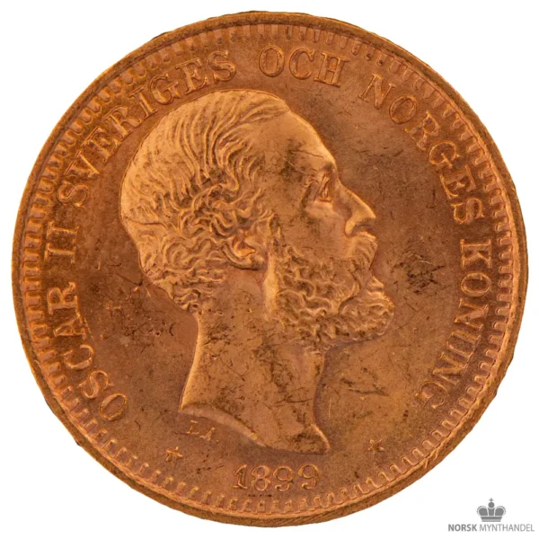 1899 Sverige 20 Kronor 8,06 gram Gull Kv 01 M/Saflip & Garantibevis - Bilde 2