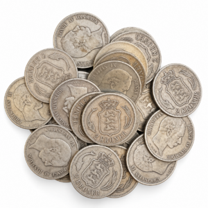 1875–1903 Danmark 2 Kroner Sølvmynt Christian IX Sirkulert – Tilfeldig årstall og motiv