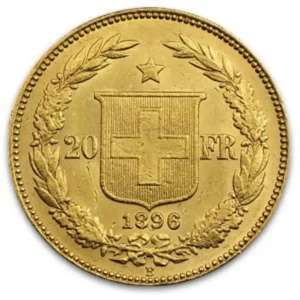1896 Sveits 20 Franc 5,8 gram Gull AU M/Saflip & Garantibevis