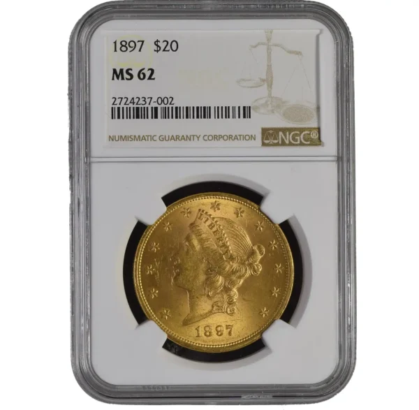 1897 USA 20$ 0.9675 oz Gull Liberty Head Double Eagle MS62 NGC