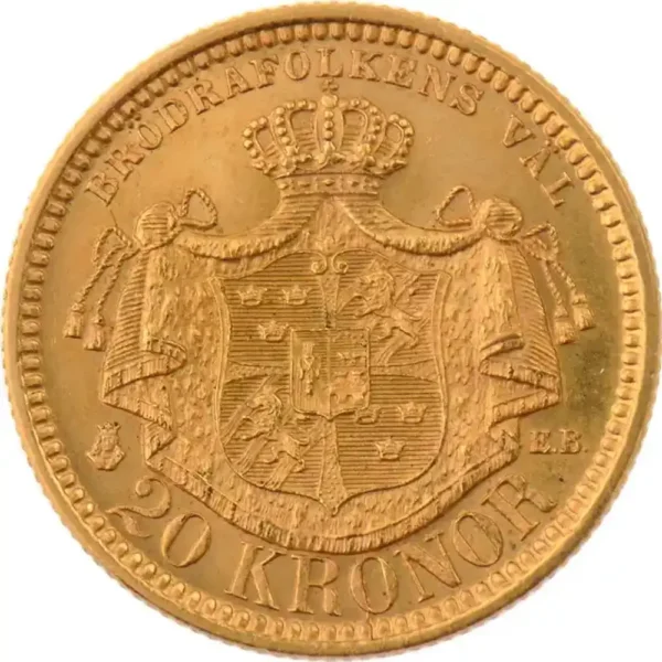 1898 Sverige 20 Kronor 8,06 gram Gull Kv 0/01 M/Saflip & Garantibevis
