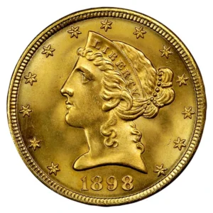 1898 USA 5$ 0.2419 oz Gullmynt Liberty Head XF M/Saflip & Garantibevis