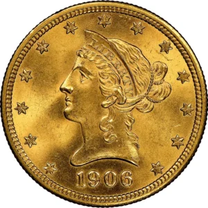 1906-D USA 10$ 0.4837 oz Gullmynt Liberty Head XF M/Saflip & Garantibevis