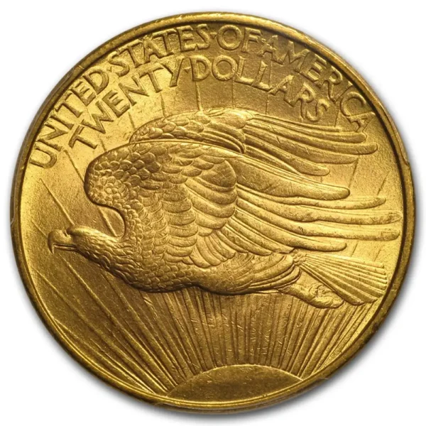 1908 USA 20$ 0.9675 oz Gull Saint Gaudens Double Eagle "No motto" AU M/Air-tite kapsel - Bilde 2