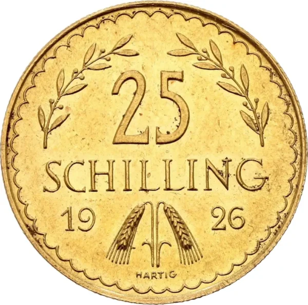 1926 Østerrike 5,22 Gram Gull 25 Shilling AU M/Kapsel