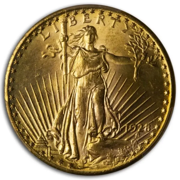 1928 USA 20$ 0.9675 oz Gull Saint Gaudens Double Eagle AU M/Air-tite kapsel