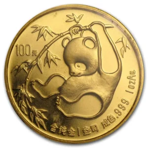 1985 Kina 1 oz Gull Panda BU med "Spots" M/Kapsel