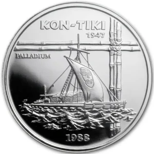 1988 Samoa 1 oz Palladium Kon-Tiki Proof M/Kapsel