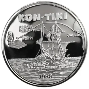 1988 Samoa 1 oz Sølv Kon-Tiki Proof M/Kapsel