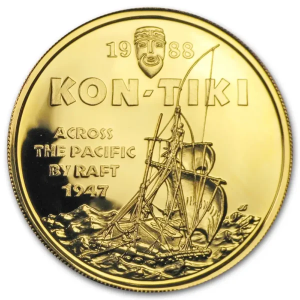 1988 Samoa 6,75 gram Gull Kon-Tiki Proof M/Kapsel
