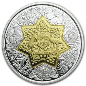 2001 Australia 0.285oz Gullmynt Bi-Metal 0.346oz Sølv Centenary of Federation Proof M/Førstedagsbrev