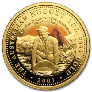 2001 Australia 1 oz Gull Prospector Series Proof Anmerkning M/Etui & COA