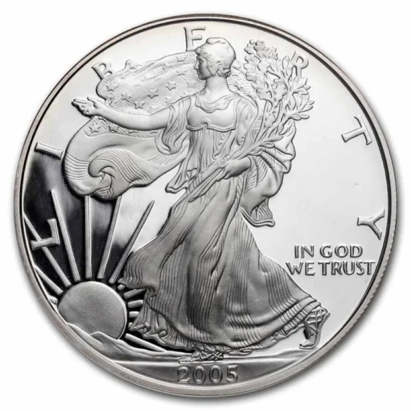 2005-W USA 1 oz Sølv American Silver Eagle Proof M/Air-tite kapsel