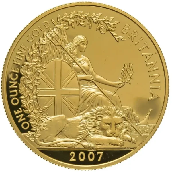 2007 Storbritannia 1 oz Gull Britannia Proof Anmerkning M/Air-tite kapsel
