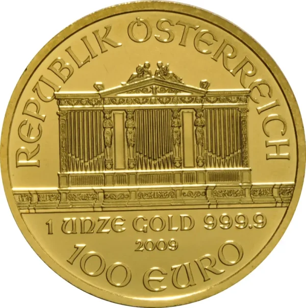 2009 Østerrike 1 oz Gull Philharmonic Anmerkning M/Air-tite kapsel - Bilde 2