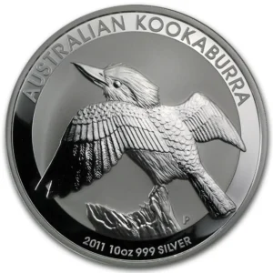 2011 Australia 10 oz Sølv Kookaburra Anmerking M/Ripete Kapsel