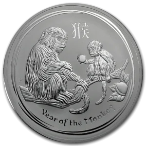 2016 Australia 1 Kilo Sølvmynt Lunar S2 Year of the Monkey BU M/Kapsel