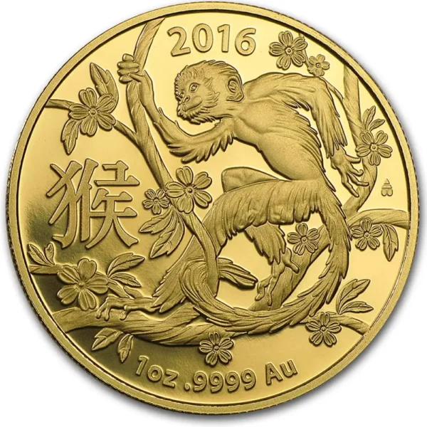 2016 Australia 1 oz Gull RAM Lunar Year of the Monkey BU M/Kapsel