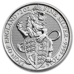 2016 Storbritannia 2 oz Sølv Queen`s Beasts - The Lion BU Melkeflekker M/Kapsel