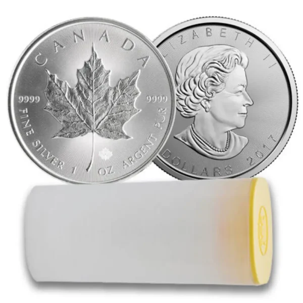 2017 Canada 1 oz Sølv Maple Leaf BU i Tube (25 oz)