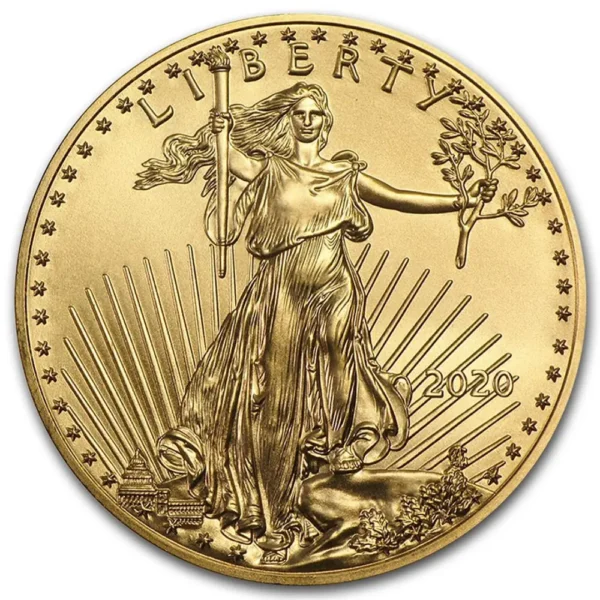 2020 USA 1 oz Gull American Gold Eagle Anmerkning M/Air-tite kapsel