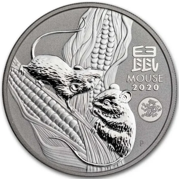 2020 Australia 1 oz Sølv Lunar S3 Year of the Mouse Dragon Privy BU M/Kapsel