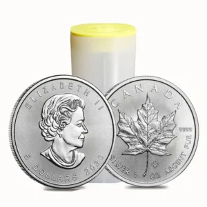 2020 Canada 1 oz Sølv Maple Leaf BU i Tube (25 oz)