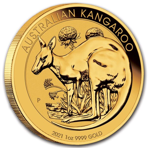 2021 Australia 1 oz Gull Kangaroo Anmerkning M/Kapsel - Bilde 3