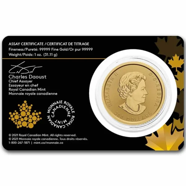 2021 Canada 1 oz Gull .99999 Klondike - Gold Rush BU i Forseglet Garantikort - Bilde 2
