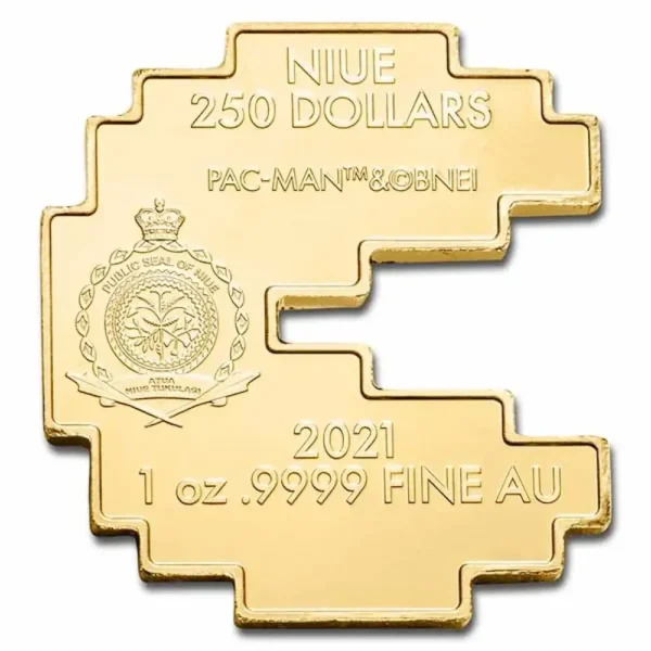 2021 Niue 1 oz Gull PAC-MAN™ Shaped Coin BU M/Etui & COA - Bilde 3