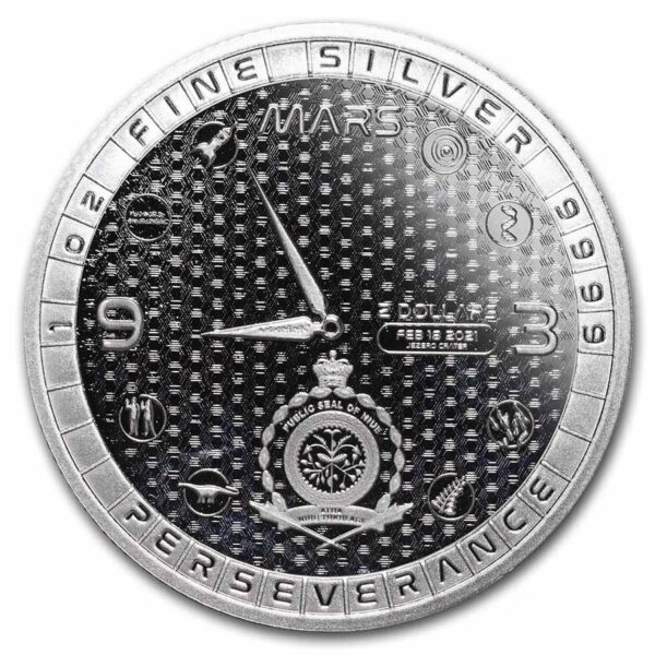 2021 Niue 1 oz Sølv Mars Rover Landing - Perseverance Anmerkning M/Kapsel - Bilde 2