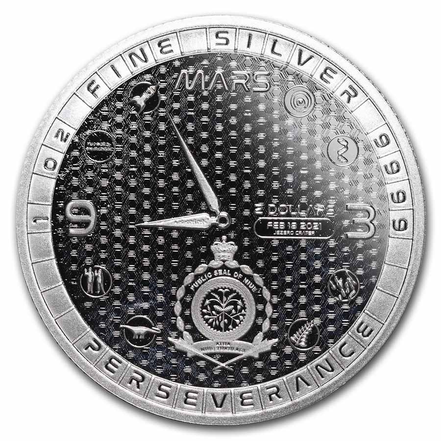 2021 Niue 1 oz Sølv Mars Rover Landing - Perseverance Anmerkning M/Kapsel - Bilde 2