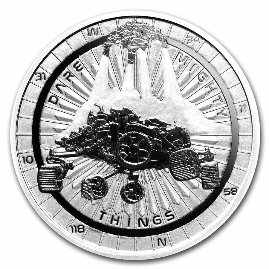 2021 Niue 1 oz Sølv Mars Rover Landing - Perseverance Anmerkning M/Kapsel
