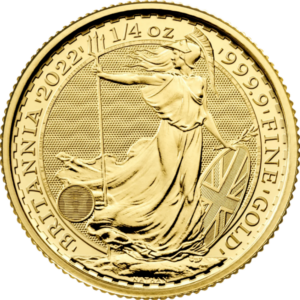 2022 Storbritannia 1/4 oz Gullmynt Britannia BU M/Air-tite Kapsel